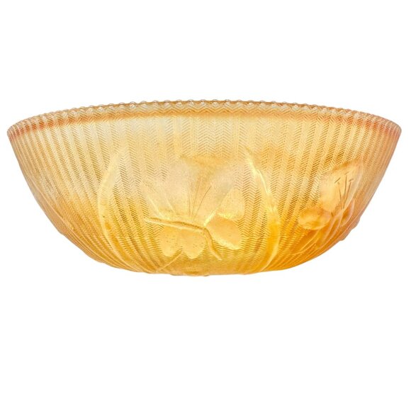 Jeannette Iris & Herringbone Marigold Bowl 8 inch Carnival Glass - Picture 1 of 6